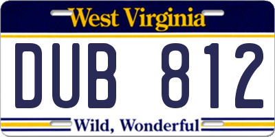 WV license plate DUB812