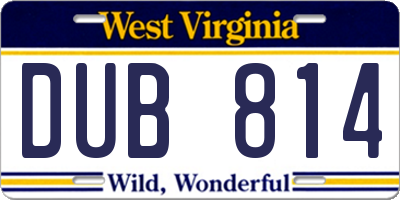 WV license plate DUB814