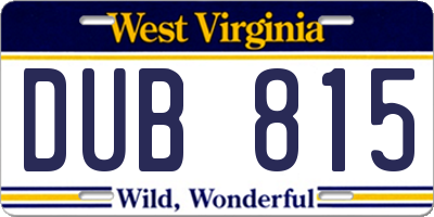 WV license plate DUB815