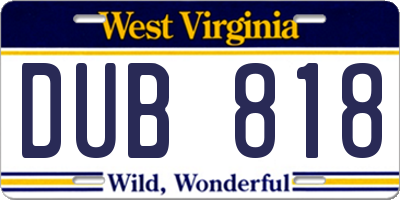 WV license plate DUB818