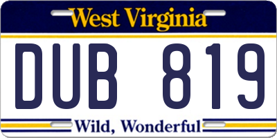 WV license plate DUB819
