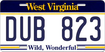 WV license plate DUB823
