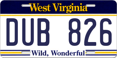 WV license plate DUB826