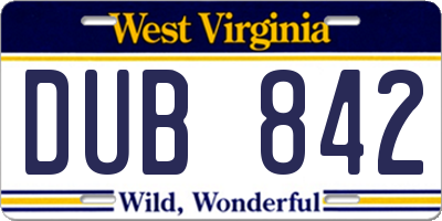 WV license plate DUB842