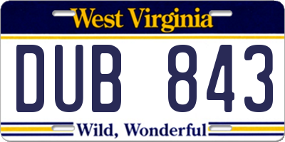 WV license plate DUB843