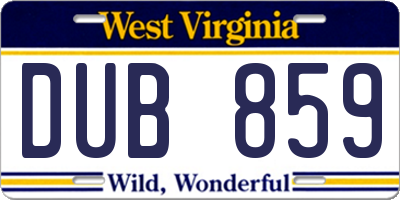 WV license plate DUB859