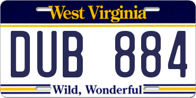 WV license plate DUB884