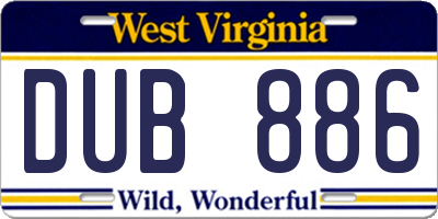 WV license plate DUB886