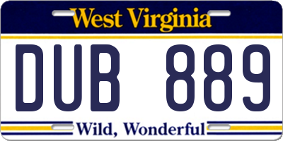 WV license plate DUB889