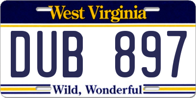 WV license plate DUB897