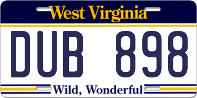 WV license plate DUB898