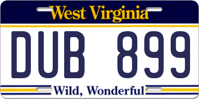 WV license plate DUB899