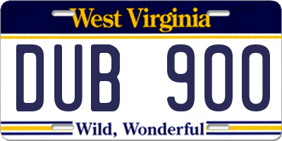 WV license plate DUB900