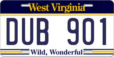 WV license plate DUB901