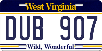 WV license plate DUB907
