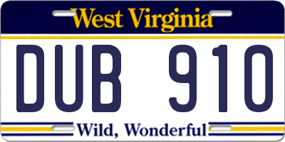WV license plate DUB910