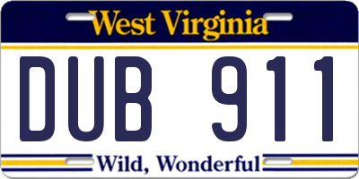WV license plate DUB911