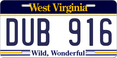 WV license plate DUB916
