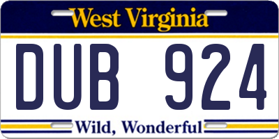 WV license plate DUB924