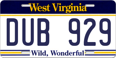 WV license plate DUB929