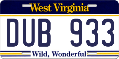 WV license plate DUB933