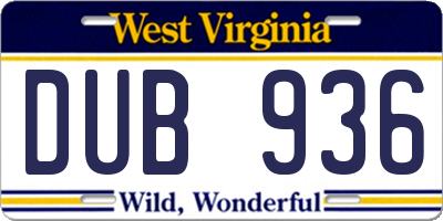 WV license plate DUB936