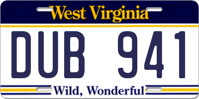 WV license plate DUB941