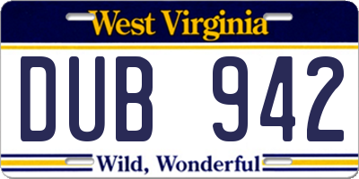 WV license plate DUB942