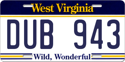 WV license plate DUB943