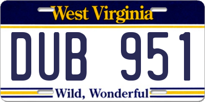 WV license plate DUB951