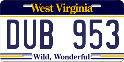 WV license plate DUB953