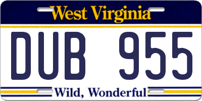 WV license plate DUB955