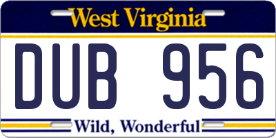WV license plate DUB956