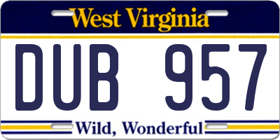 WV license plate DUB957