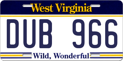 WV license plate DUB966