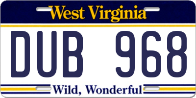 WV license plate DUB968