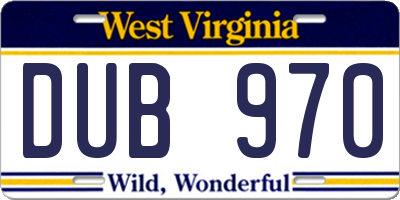 WV license plate DUB970