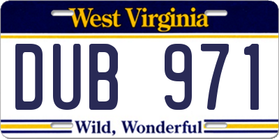 WV license plate DUB971