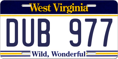 WV license plate DUB977