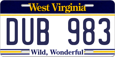 WV license plate DUB983
