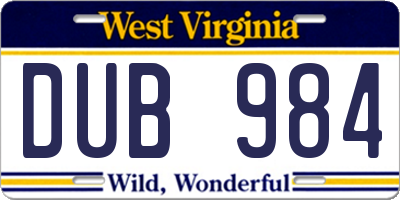 WV license plate DUB984