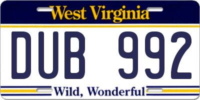 WV license plate DUB992