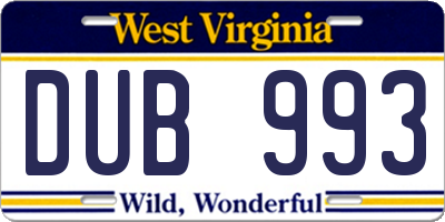 WV license plate DUB993