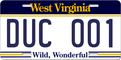 WV license plate DUC001