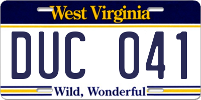 WV license plate DUC041