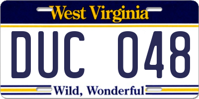 WV license plate DUC048
