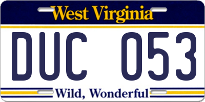 WV license plate DUC053