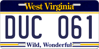 WV license plate DUC061