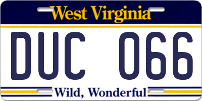 WV license plate DUC066