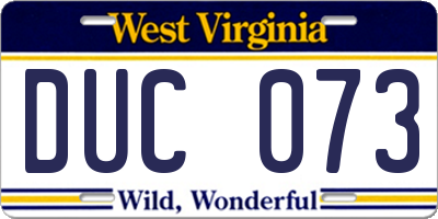 WV license plate DUC073